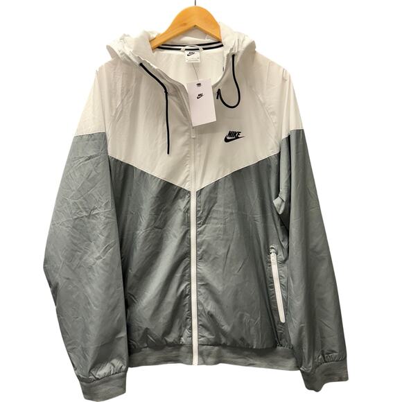 Nike Windrunner Jacket Mens XL Hooded Full Zip Gray White SUSTAINABLE NEW $100 - Picture 1 of 10